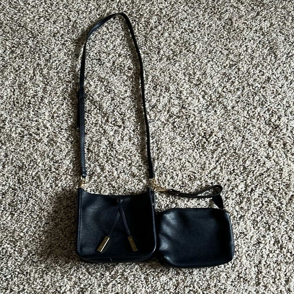 Remi & Reid Small Vegan Pebbled Leather  Crossbody Bag with Wrist-lit.